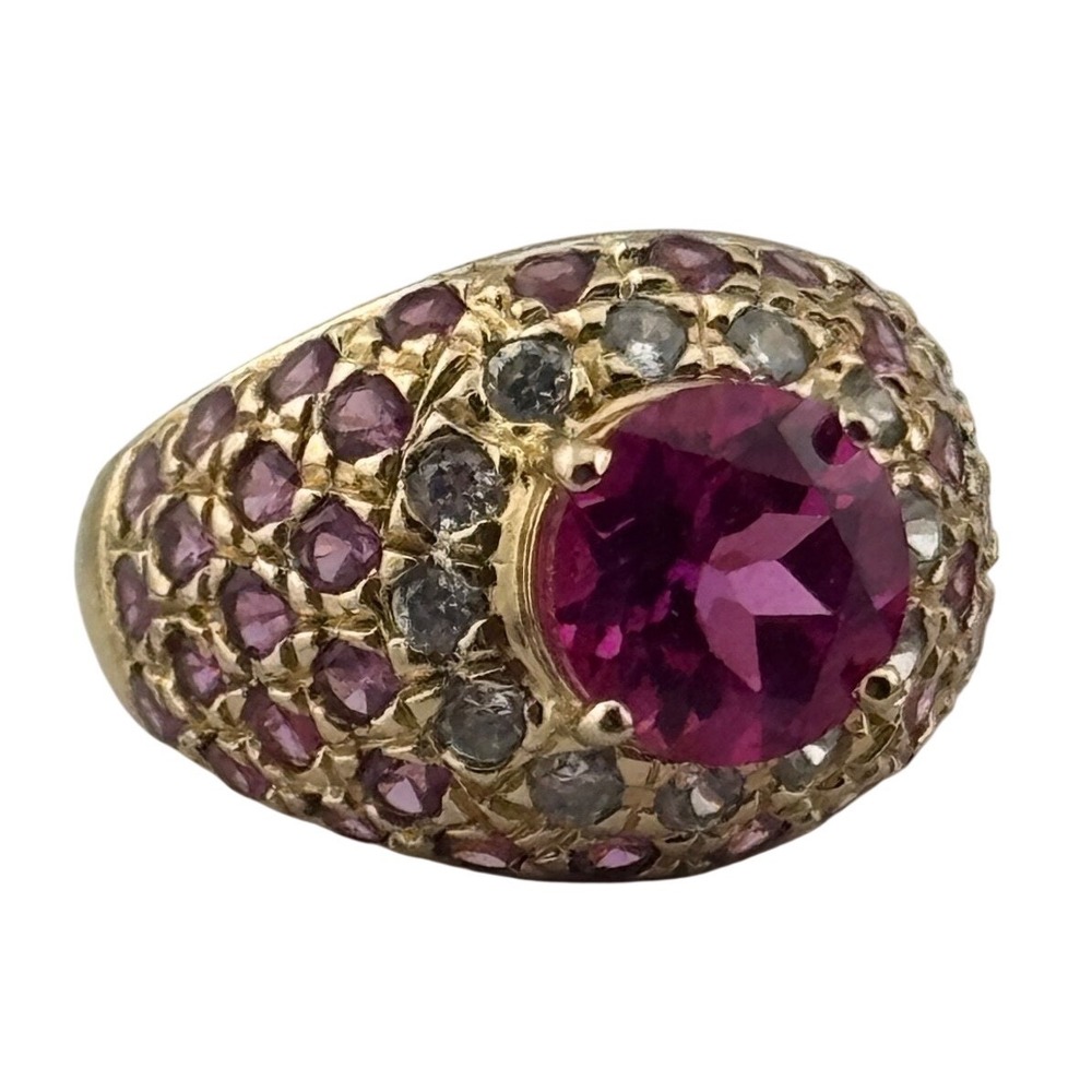 Ross Simons‎ Sterling Silver 925 Vermeil Multicolor Stone Cocktail Ring Size 5